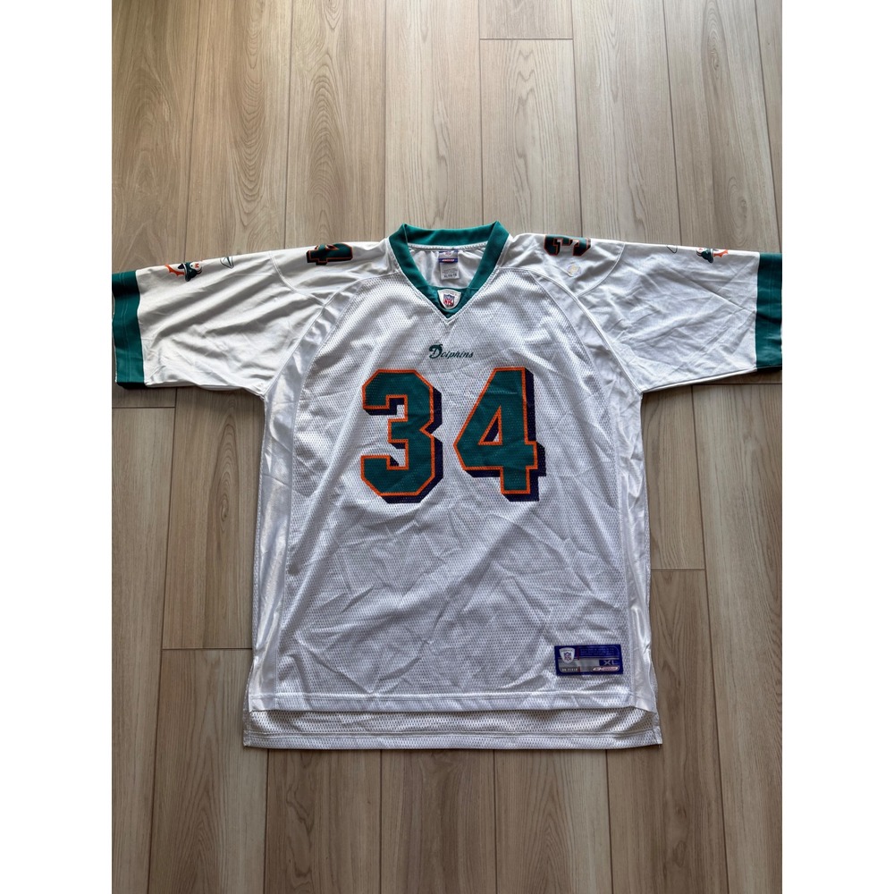 Vintage Reebok Miami Dolphins Jersey Mens XL White Ricky Williams 34 NFL Mesh